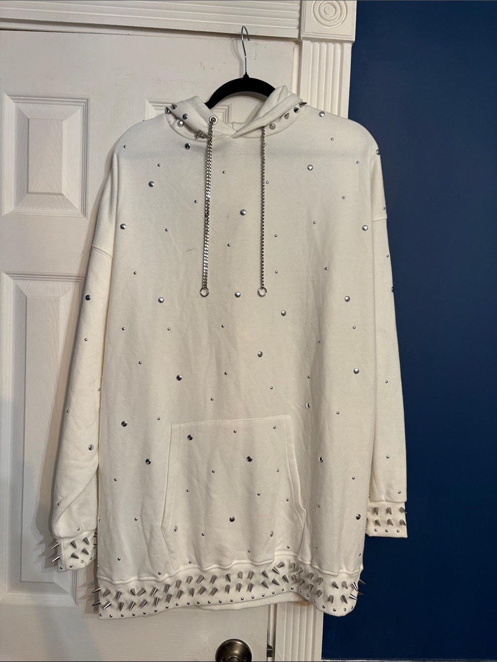 Rebecca Minkoff Downtown Studded Sweatshirt Dress In Neutral - size Small - NEW - Picture 6 of 7